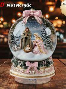 Decoração de Cena de Natal Estilo Boêmio em Acrílico 2D - Cena da Natividade Plana Giratória com Toque Único 2D, Adequada para Casa, Escritório e Livraria | Ornamento Giratório de Festa Multifuncional com Design Casual Elegante, Utilizável para 11 Festivais | Decoração de Escritório, Ornamento Leve, Perfeito para Entusiastas de Feriados e Proprietários de Livrarias - Multicolorido - Visão 1