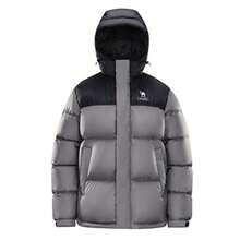 CAMEL CROWN 女士长款羽绒服，加厚设计，适合秋冬季节，保暖，带帽，羽绒填充，防水，隔热 - 硯墨灰/幻影黑 - 查看 1