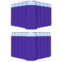 PartyPrints 25 Pack Purple Blank Slim Can Cooler Sleeves | Plain Seltzer Customizable Bulk Coolers For Beer Bottles & 12oz Tall Cans | Skinny Collapsible Drink Insulated Sleeve - purple - 查看 2