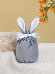5pcs Easter Bunny Bags, Velvet Drawstring Rabbit Ear Design, Candy, Cookies, Chocolate, Eggs Gift Bags, Rabbit Party, Birthday, Wedding, Baby Shower Favors - Multicolor - View 20