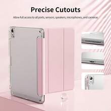 Triple Fold Tablet Case Transparent Ipad Air 11 Inch Case Acrylic TPU Ipad Case Protective Cover With Pen Slot Compatible Ipad A16 Protective Case Ipad Mini Case High Transparency Anti Bending Protective Case - Pink - View 4