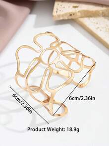 سوار يد أنيق فاخر بتصميم بسيط وشخصي مع نقش زهري مجوف، زخرفة من الراين، تصميم غير متماثل، مناسب للحفلات والأعياد والخروجات والتنقلات والهدايا والمناسبات الرومانسية والزفاف، قطعة واحدة - نموذج نمط جوفاء - مشاهدة 14