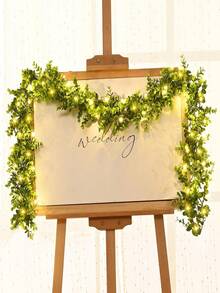 1pc, 180cm/70.86in, Eucalyptus Wreath With LED Lights, Artificial Eucalyptus Green Plant Wreath, Fake Leaf Garland, Suitable For Wedding, Baby Shower, Garden, Home Decor, Room Decor, Valentine's Day Decor, Gift - Green - View 5