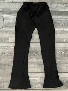 男士宽松休闲涂鸦火焰印花时尚运动裤，Emo，2000 年代风格，秋季