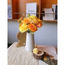 [Free Shipping]Artificial Flowers For Home Decorations: Yellow Silk Fake Flowers Bulk Boxed Set, Peony Roses Bouquets With Stems For Table Centerpiece, DIY Wedding, Bridal Shower, Graduation Cap & Tea Party - 黃色 - 查看 7