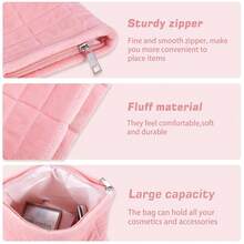 ZLFSRQ 2Pcs Makeup Bag For Women  Large Capacity Cosmetic Bags Pl 11ush Pencil Case Pink Checkered Pouch For Purse Coquette Zippered Toiletry Bag Organizer Y2K Aesthetic Pencil Pouch - Pl 11ushCheckered2PcsPink - 查看 6