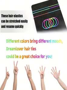 50pcs Multicolor Simple Basic Elastic Hair Ties, Suitable For Thick Hair Ponytail Holders Without Damage, Suitable For Daily Use By Women And Men - Multicolor - View 3