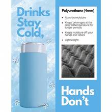 PartyPrints 25 Pack Placid Blue Blank Slim Can Cooler Sleeves | Plain Seltzer Customizable Bulk Coolers For Beer Bottles & 12oz Tall Cans | Skinny Collapsible Drink Insulated Sleeve - PlacidBlue - 查看 7