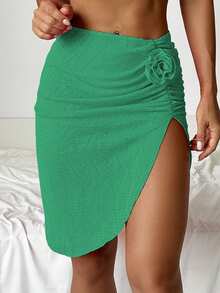 RWX VEST 3 Piece Textured Bikini With Beach Cover-Up And Elegant Skirt XX274 - Green - View 5