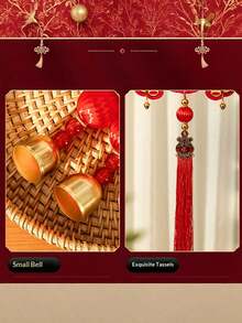 1 Pack, 2026 New Year Traditional Chinese Lion Dance Hanging Decoration - Festive Red And Golden Wall/Door Bell With Bell, Feather And Ribbon, Polyester Fiber, Ideal For Living Rooms And Celebrations, Lion Wall Decor, Home Must-Have Choice - View 9