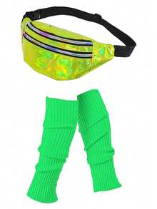 D EXCEED 1/2/4/5Pcs 80s Women Workout Outfit Neon Leg Warmer Headband Wristbands Semi Opaque Solid Color Pantyhose Fanny Pack Set 80s Accessories For Yoga Running, 80s-Themed Parties, Outdoor Sports Gear - Type A/2Pcs - View 26