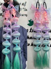 24inch Ponytail Extension Ombre Lantern Bubble Ponytail Twist Braid With Elastic Band For Girls Kids Hair 2PCS - Two-Tone - View 8