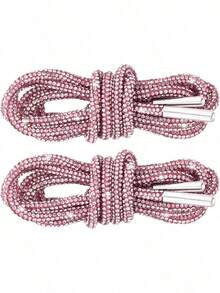 2 件 120 厘米奢华水钻鞋带，圆形水钻鞋带/帽带，时尚闪亮，水晶抽绳运动鞋，运动鞋 - 白色 - 查看 29