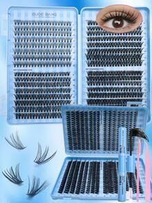 640pcs/Set Single Lash False Eyelashes, Large Capacity, 10D+20D+30D+40D+50D Curled D-Type, 8-16mm, DIY Fake Lashes, Natural & Thick, Delicate & Lightweight, Super Soft, Reusable, Single Strand Segmented False Lashes, Eyelash Extension Kit, Suitable For Travel, Daily Wear (Beginner Friendly), Wedding, Date, Party, Holiday, Also Great As Christmas/Halloween/Gift Lash Set