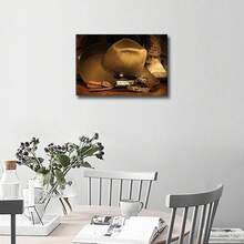Lienzo nativo americano para pared, sombrero de vaquero, botas de pinturas, impresiones en lienzo, ilustraciones rústicas modernas, para sala de estar, dormitorio, decoración de pared - transparente - Ver 7
