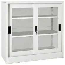 vidaXL Armadio a Porte Coulissante Grigio Chiaro 90x40x90 cm Acciaio - Grigio - Visualizzare 2