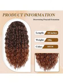 16-Inch Long Curly And Fluffy Ponytail Wig Hairdo, With A Drawstring Design, Suitable For Women's Daily Use