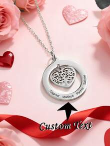 1件装女士时尚定制姓名项链，精致姓名吊坠，刻有英文姓名，不锈钢饰品，家族树吊坠，适合庆祝节日、宴会、婚礼，也是送给她的节日、生日、周年纪念日定制礼物。 - 多色2 - 查看 2