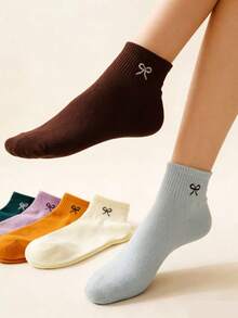 1/5/10 Pairs Women Butterfly Pattern Simple Fashion Comfortable Breathable Ankle Socks - Multicolor - View 4