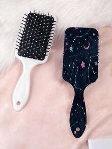 1pc Boho Style Star & Moon Series Air Cushion Comb, Featuring Intricate Bohemian Crescent Moon, Star, Cosmic Pattern Design, Made Of PC+TPU Material, Smooth Combing For Hair Care & Styling - Multicolor - View 19
