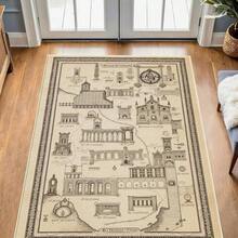 1PC Vintage Style Area Carpet Local Carpet, Lightweight Soft Comfortable Machine Washable Easy To Care Carpet Mat Home Decoration, Suitable For Living Room, Bedroom, Dining Room, Office, Balcony, Room Accessones - Nhiều màu - Xem 6