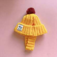 柔软弹力针织狗帽，带绒球装饰和耳孔 - 适合中大型宠物（例如金毛寻回犬、拉布拉多犬、萨摩耶犬、哈士奇犬、阿拉斯加雪橇犬等）的舒适冬季保暖帽 - 宠物保暖服装及配饰，送给爱狗人士的绝佳新年礼物