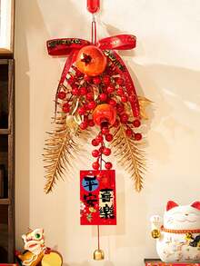 1pc 2026 New Year Auspicious Fruit Pendant, Chinese New Year Porch Pendant, Spring Festival New Year Kitchen Cabinet Decor, Window Wall Front Door Decor, Small Christmas Wreath - Compact Christmas Wreath For Indoor Use, Fireplace Window Farmhouse Indoor Home Decor New Year Room Decoration - Multicolor - View 18