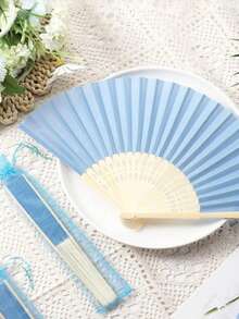 1/3/9件套优雅折扇套装，包含领结和礼品袋，新娘竹制手持折扇，适合作为伴娘礼物和婚礼装饰，也是派对、活动和夏季配饰的完美之选。 - 彩色 - 查看 3