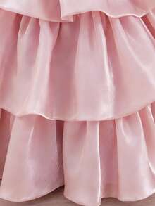 Toddler Girls' Ruffle Bow Tulle Party Dress, Cute Flower Girl Princess Dress Suitable For Holiday Party, Wedding, Banquet - Pink - View 6