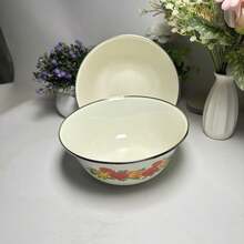 Enamel Preservation Bowls - Retro Floral Design Enamel Bowls, Mixing Bowls, Suitable For Fruits, Vegetables, Salads And Dry Food - Dishwasher Washable, Reusable Round Containers For School, Camping And Picnics, Suitable For Christmas, Halloween, Easter, And Thanksgiving - Multicolor - View 5