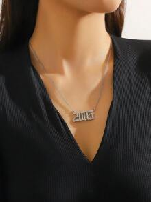 1PC Birth Year Number Pendant Necklace, Fashion Personalized Jewelry For Women & Men, Daily Wear Gift For Family And Friends - Silver - View 3