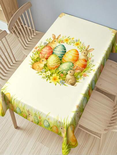1 Stück 2D Osterhase, Osterei Kranz Tischdecke, rechteckige Tischdecke, quadratische Tischdecke