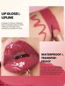 Chì kẻ môi Pudaier Matte Nude - Chì kẻ môi lâu trôi, chống nước, độ lên màu cao, màu nude tự nhiên phù hợp với tông da trắng sáng, dễ dàng kẻ viền môi, hoàn hảo cho trang điểm hàng ngày và ngày Valentine. - 12 - Xem 3