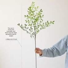1株人造卫矛植物，人造植物茎，人造植物枝条带叶，花瓶填充物，婚礼绿植装饰 - 綠色 - 查看 4