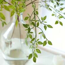 1株人造卫矛植物，人造植物茎，人造植物枝条带叶，花瓶填充物，婚礼绿植装饰 - 綠色 - 查看 9