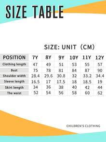 Tween Girl Cartoon Heart Print Short Sleeve Top And Frill Trim Skirt 2 Pieces Set - White - View 7