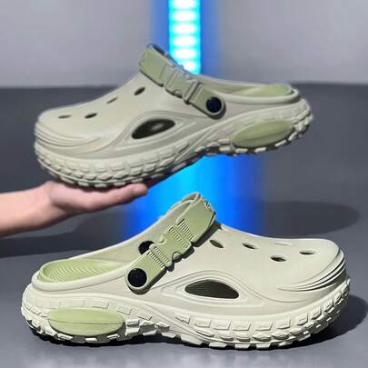 כפכפים בסגנון רחוב לגברים בגווני צבע, סנדלי EVA נושמים עם רצועות מתכווננות, נוחים, מתאים לפעילויות חוץ קז'ואליות באביב/קיץ