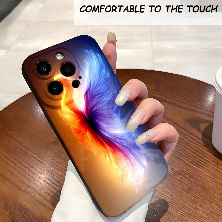1PC Phone Case , Colorful Swirl Abstract Design Pattern , Stylish Phone Case, Phone Decoration, All-around Lens Protection, Creative Small Gift, Funny Gift for Boys and Girls - Negro - Ver 1