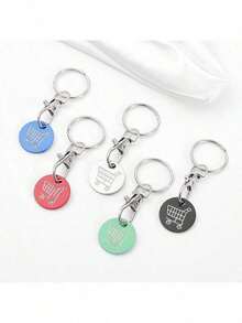 5pcs/Set Supermarket Trolley Tokens, Stainless Steel Metal Key Chains With Trolley Unlock Key Rings, Key Chain Accessories/Service Equipment & Supplies/Service Cars And Trolleys/Automotive Parts/Shopping Cart Coins/Holiday Essentials/Home Decor/Gifts/Camping/Travel Necessities