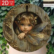 2D Enchanted Fairy Door Wall Art With Aluminum Peeking Fairy For Home Garden Party Decor Ideal For Room And Fairy Gardens, Decorative Signs And Plaques. - 彩色 - 查看 17