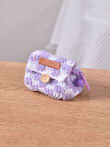 Mini Earphone Organizer Bag Lightweight Knitted Earbuds Organizer Bag Cute Mini Pouch With Star Pendant Buckle Design Coin Purse Colorful Kitted Coin Wallet Creative Plush Earphone Storage Bag Tote Bag Charm Grid Pattern Small Items Storage Bag For Earphones, Makeup, Coins, Cards - Everyday Essentials Bag, Card Holder, Cylindrical Pouch, Compact Design - Multicolor - View 7