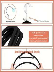 20pcs Velvet Hangers, Space Saving Non-Slip Clothes Hangers With Swivel Hook, Heavy Duty Extra Thin Velvet Hangers With Notches For Shoulder, Space Saving