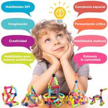 CYPN3D Juegos Magneticos - 88PCS Juguetes de Bloques de Construcción con Bolas y Varillas Magnéticas Bloques Magnéticos Juego de Apilamiento para Niños y Niñas Regalos de NavidadFashion - Multicolor - Ver 7