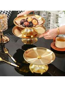 1pc Iron Tray - Suitable For Home Kitchen, Dining Room, Living Room, Tableware, Teaware, Drinkware, Candy, Cookies, Bread, Wedding, Gifts, Birthday And Other Occasions - Gold - View 4