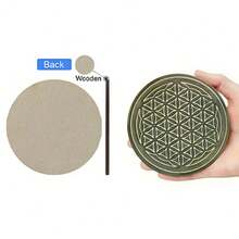 6pcs/Set Green Wooden Coaster Set - Flat Printing, Bohemian Style Design, Suitable For Coffee Cups And Tea Cups, Home And Restaurant Decor, Ideal Gift Choice, Available In 1 Set, 2 Sets Or 3 Sets - Màu xanh Ô liu - Xem 7