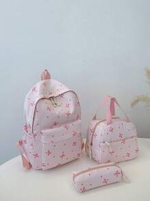 新款蝴蝶印花笔记本电脑背包，适合小学、初中和高中学生使用。 - 粉色 - 查看 8