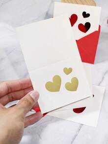 10张极简心形图案贺卡套装，优雅白色卡片搭配金色和红色烫金心形设计，简约爱情留言卡，适用于情人节、周年纪念日、婚礼、生日和日常祝福，现代浪漫空白留言卡，可用作礼盒内衬、信封填充物、派对回礼配件和贴心小礼物搭配。 - 10X7X0.1cm - 查看 8