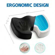 Gel Memory Foam U-Shaped Seat Cushion Massage Car Office Chair For Long Sitting Coccyx Back Tailbone Pain Relief Gel Cushion Pad   Orthopedic Seat Cushion X-Large – Gel Memory Foam Chair Cushion For Tailbone, Sciatica & Lower Back Relief – Ergonomic Office Chair Cushion & Car Seat Cushion, Washable Cover, Non-Slip Base   Comfortable Seat Cushion For Office Chairs, Enhanced Memory Foam, Black   Comfortable Seat Cushion For Office Chairs, Enhanced Memory Foam, Black - Lưới màu đen - Xem 7