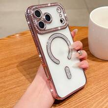 2025 高品质闪亮水晶手机壳，兼容 17 Air、16、15、14、13、12、11 Pro Max Plus，磁吸式透明镜头保护膜