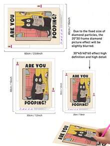 |Peinture de diamant 5D DIY|Kits de peinture de diamant de chat humoristique, chat mignon allant aux toilettes. Peinture de diamant pour adultes, décoration murale, décoration de la maison, créez votre propre art mural DIY, profitez du plaisir du travail manuel, le meilleur cadeau pour les amis - Multicolore - Voir 4